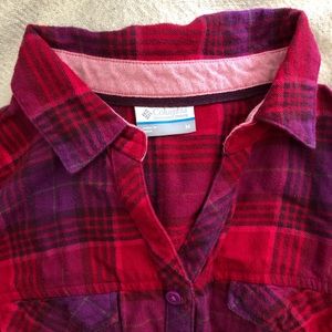Columbia Fuchsia Purple Cotton Flannel Size Medium